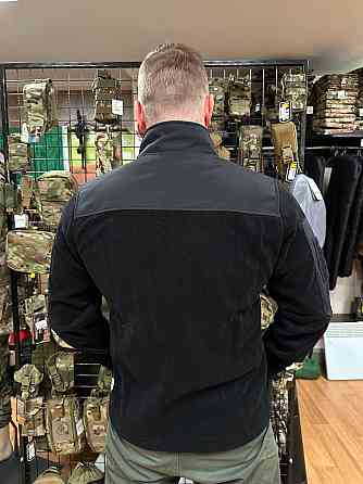 Чоловіча флісова кофта Safari Tactical на блискавці із Softshell вставками (Чорний) 2XL Вінниця