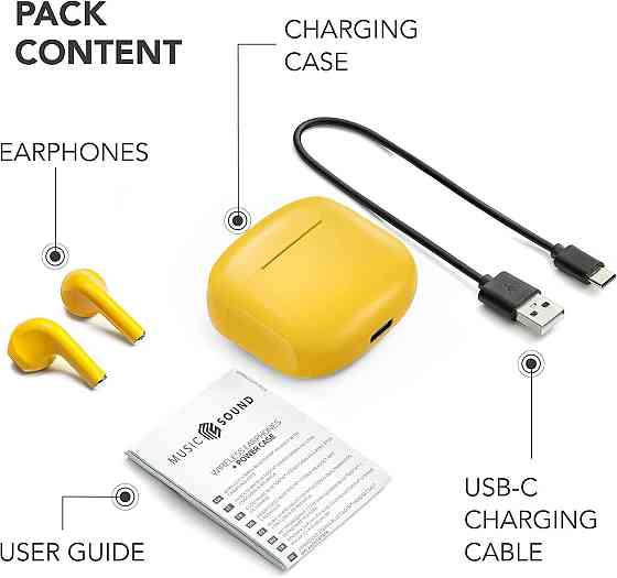 Bluetooth гарнитура Swag беспроводные капсулы-вкладыши до 20 часов воспроизведения желтый сенсорное управление Киев