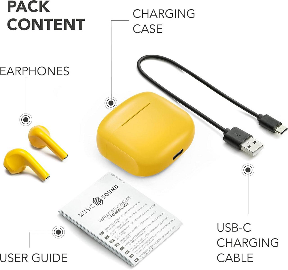 Bluetooth гарнитура Swag беспроводные капсулы-вкладыши до 20 часов воспроизведения желтый сенсорное управление Киев - изображение 3