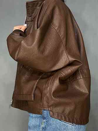 Куртка жіноча Buosc Hisae 80901 з екошкіри оверсайз бомбер коричнева, коричневий, M Київ