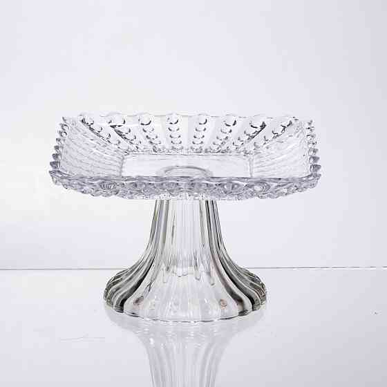 Тортівниця скляна квадратна на ніжці, 16×16 см 64486-17 Київ