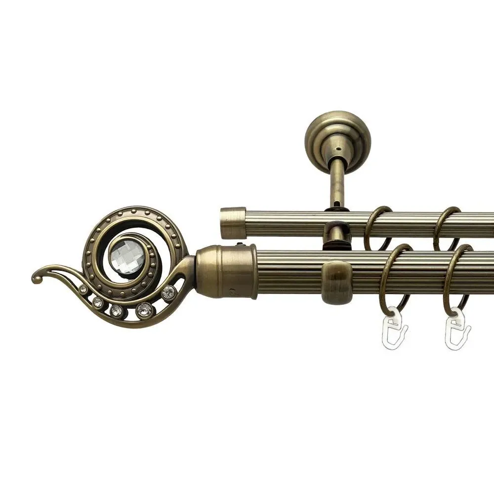 Карниз Orvit Око Дракона металевий дворядний відкритий рифлена труба кільце металеве Антик 25\16 мм 240 см (00-00017999) Львів - фото 1