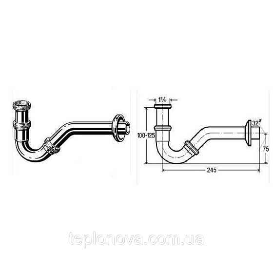 Сифон для биде VIEGA 1 1/4″х1 1/4″ хром трубный 103781 Черновцы