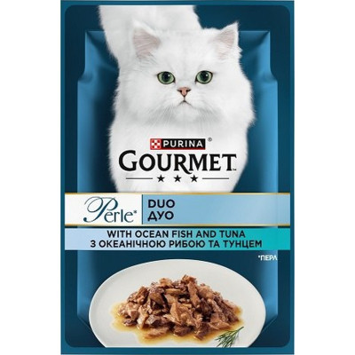 Влажный корм для кошек Purina Gourmet Perle с Океанической рыбой, Тунцом в подливе 85 г (8445291188099) Винница - изображение 1