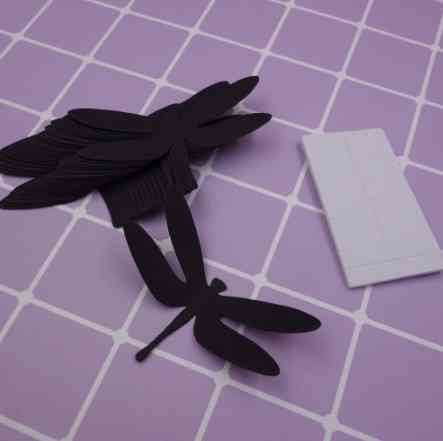 Украшения на стену стрекозы черные - в наборе 20 штук размером 7*3,5см, картон, есть 2-х сторонний скотч Київ