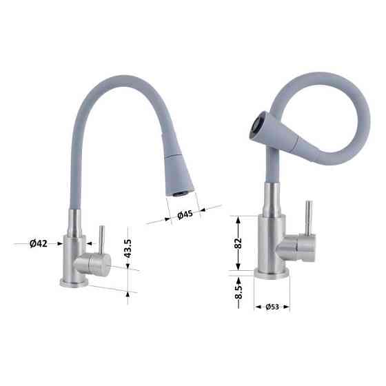Змішувач для кухні Lidz Aria 015F31 з гнучким виливом LDARI015F31GNK31871 Nickel/Grey Харків