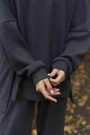 Жіночий теплий базовий костюм-двійка з двосторонньої ангори Графіт Одеса