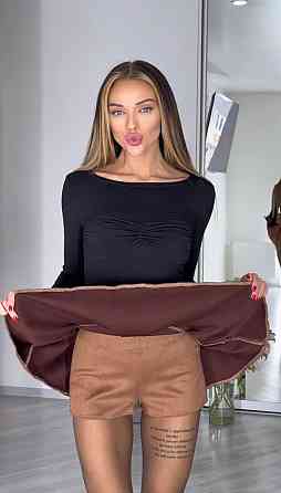 Женская стильная мини юбка-шорты замш на дайвинге Кемел, 46/48 Одесса