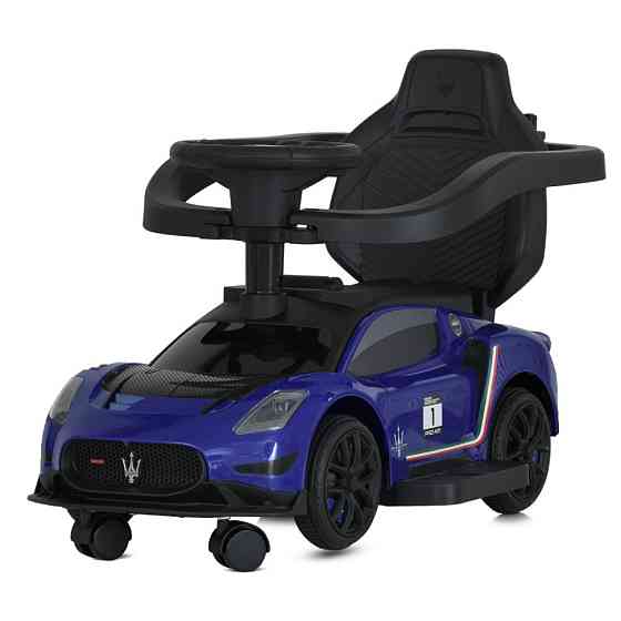 Дитяча каталка-толокар 2 в 1 M 5106-4 синій, з батьківською ручкою Вінниця