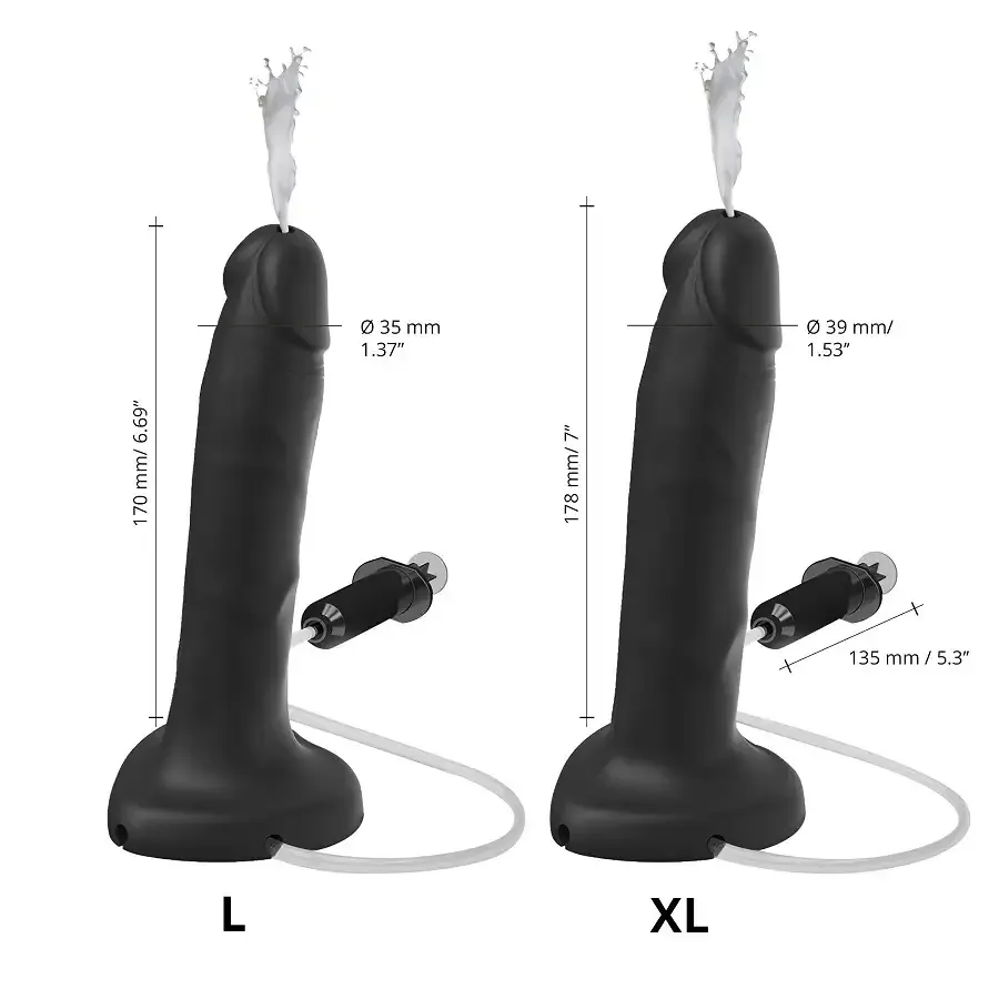 Фалоімітатор, що кінчає Strap-On-Me Squirting Cum Dildo Realistic Black, діам. 3,5 см, силікон Львов - изображение 3