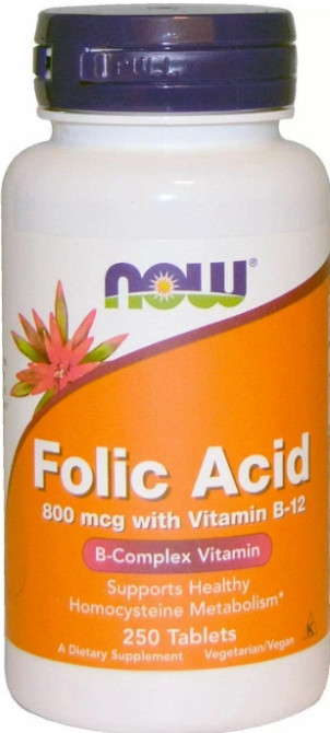 Фолієва кислота з вітаміном В12 NOW Folic Acid 800mcg - 250 tabs Київ - фото 1