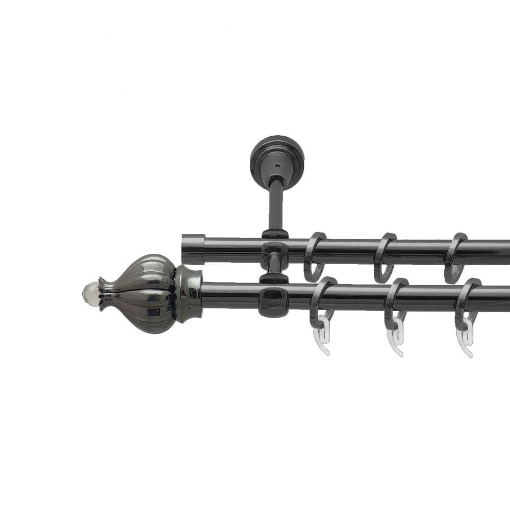 Карниз Orvit Таджа-Кристал металевий дворядний відкритий гладка труба кільце фасонне металеве  Онікс 16\16 мм Львов - изображение 1