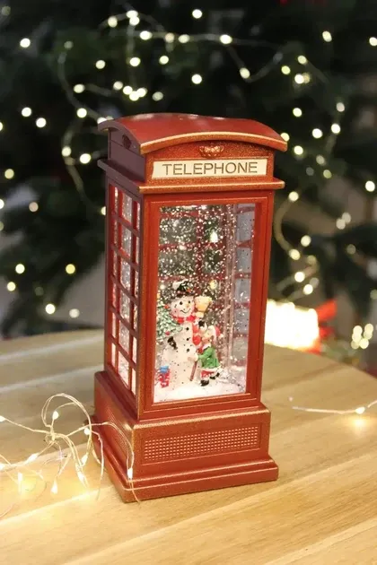 Новорічний нічник телефонна будка Сніговик і дитина Одеса - фото 4