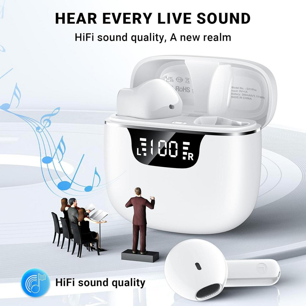 Бездротові TWS навушники G11 Pro: Bluetooth 5.3, 4 мікрофони ENC, LED-дисплей, 42 години роботи, IPX6 Київ - фото 11