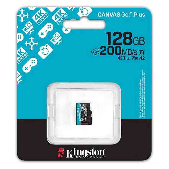 Карта пам'яті microSDXC (UHS-1 U3) Kingston Canvas Go! Plus 128Gb class 10 A2 V30 (R200MB/s) Київ