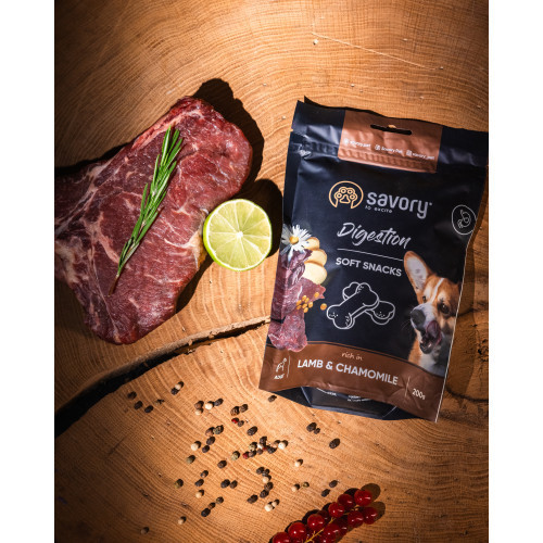 М'які ласощі Savory для покращення травлення собак, ягня та ромашка, 200 г Київ - фото 5