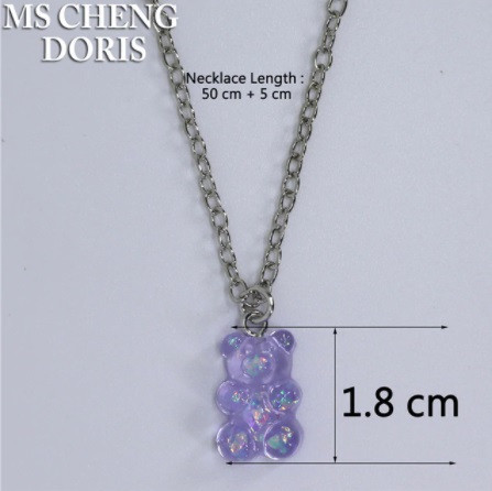 Біжутерія ведмедики кулон, бузковий з перламутром - довжина ланцюжка 50см, смола, цинковий сплав Київ - фото 1