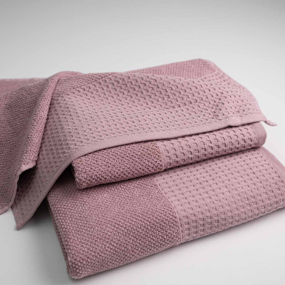 Рушник махровий Вафельний Бордюр GM Textile 40х70см 450г/м2 (Пудра) Суми - фото 7