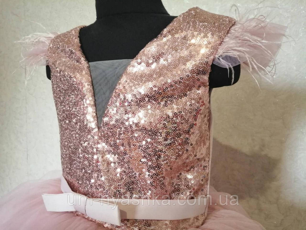 Детское нарядное платье удлиненное сзади пудровое 116-134 Кривой Рог - изображение 3