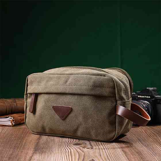 Чоловіча барсетка на два відділення з якісного текстилю Оливковий (Vintage) Київ