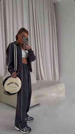 Женский прогулочный костюм двойка: кофта и брюки с кантом двунить Графит, 42/44 Одесса