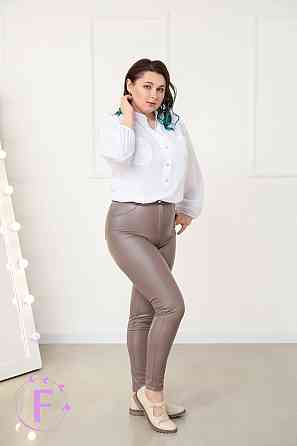 Утеплені жіночі шкіряні штани (хутро) "Dario" оптом | Батал Мокко, 50 Київ