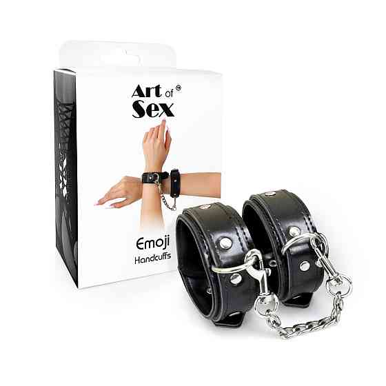 Наручники із екошкіри Art of Sex - Handcuffs Emoji, колір чорний Sex Aura Київ