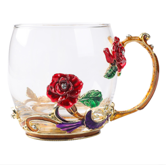 Чашка термостойкая 320 мл с ложечкой блюдцем и крышечкой Чайная пара Красная роза Подарочная упаковка Кременчуг