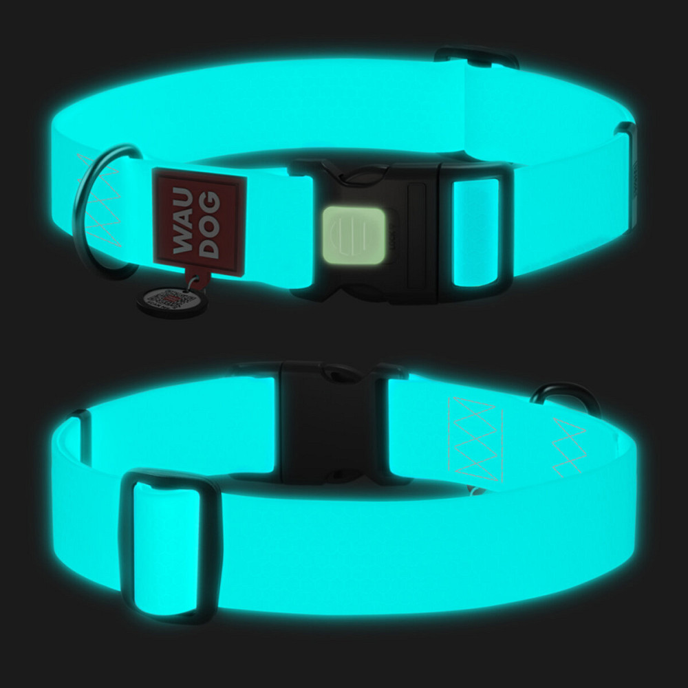 Нашийник для собак водостійкий WAUDOG Waterproof з QR паспортом, світлонакопичувальний, пластиковий фастекс, XXL, Ш 40 мм, Дов 46-70 см Київ - фото 1