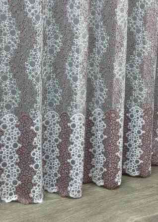 Тюль органза с вышивкой и люрексом цвет бордовый с белым 1687т Киев