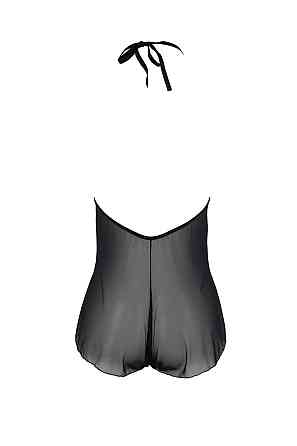 Боді Passion LEAFA BODY black, XXL/XXXL на зав'язках, м'яка чашка, низ у вигляді шортиків Sex Aura Київ