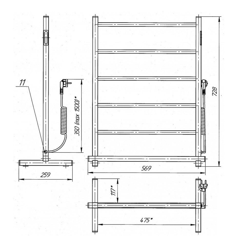 Електричний полотенцесушитель Laris Фелічія ЧК6 500Х700 білий Київ - фото 6