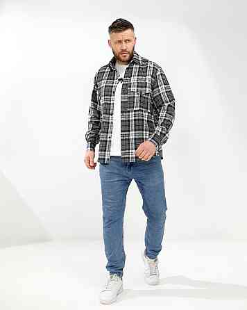 Чоловіча повсякденна картата сорочка турецький котон фланель Чорний, 54/56 Одеса