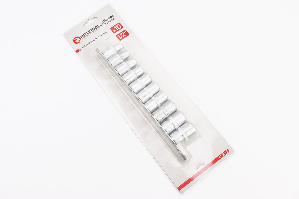 Набір головок торцевих на планці 1/2" 10шт (8/10/12/13/14/15/16/17/18/19мм) ET-6012 Київ - фото 2