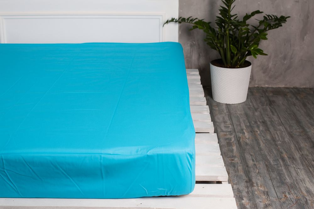 Ecotton Простирадло на резинці Ecotton 180х200 см однотонне блакитного кольору Blue atol Коломия - фото 1