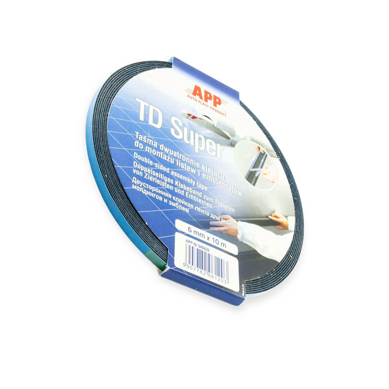 Скотч 2-х сторонній "чорний" 10м х 6мм app td super Мукачево - фото 1
