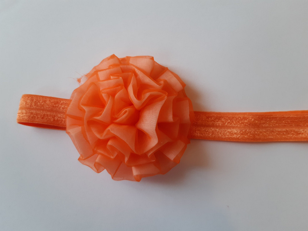 Детская повязка оранжевая - размер универсальный (на резинке), цветок 7см Киев - изображение 1