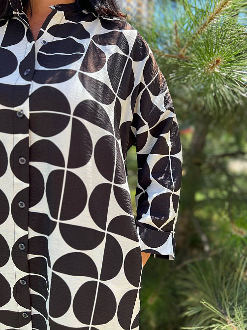 Платье женское INDIGO BLUE 1610-0 длинное на пуговицах разрезы по бокам, чорный с белым, one size Киев - изображение 12