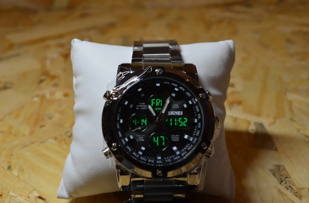 Классические наручные часы Skmei 1389 Серебристые с черным Винница - изображение 6