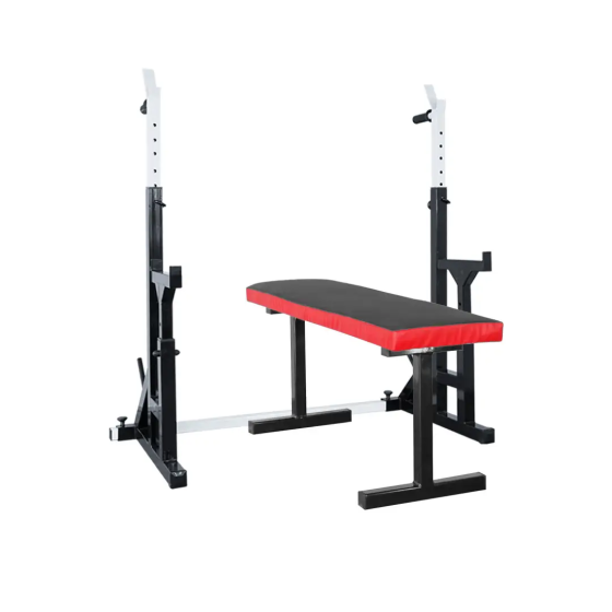 Скамья горизонтальная для жима + Стойки со страховкой 50 на 50 мм с брусьями Киев