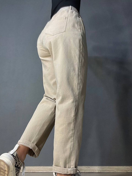 Джинси жіночі A-N 25072 MOM банани талія на резинці з ременем стрейчеві оверсайз бежеві, бежевий, M, M, 77 см, 105 см Київ - фото 3