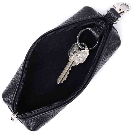 Вместительная ключница унисекс из натуральной кожи Черная (SHVIGEL) Киев