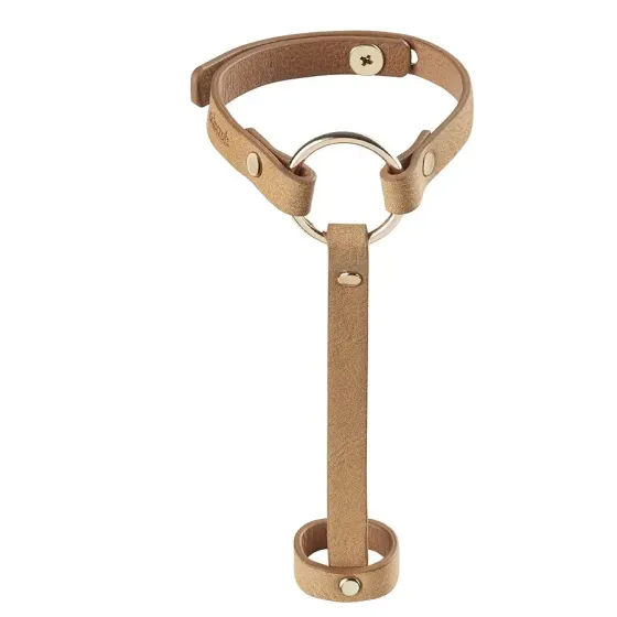 Пара браслетів на зап'ясті і палець Bijoux Indiscrets MAZE Hand Bracelet Harness Brown, екошкіра Львів