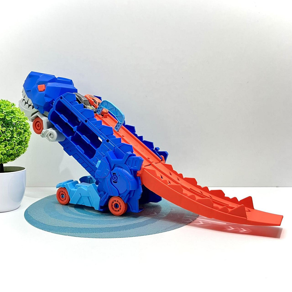 Трейлер у вигляді динозавра з набором машинок 2шт Синій (MH-177) Чернігів - фото 2