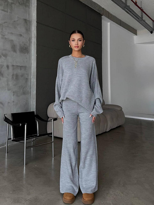 Жіночий затишний базовий костюм двійка  з турецької ангори-кашемір Сірий, 42/44 Одеса - фото 1