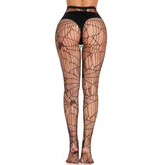 Колготки с рисунком паутины one size черный Киев