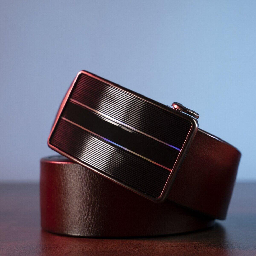 Крепкий мужской ремень с автоматической пряжкой Коричневый (Vintage) Киев - изображение 10