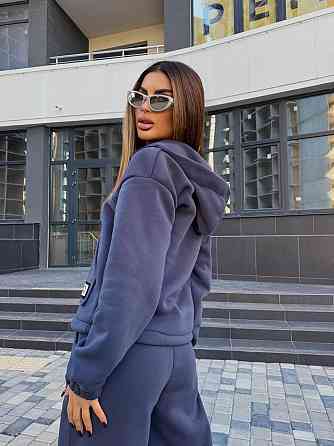 Жіночий стильний теплий повсякденний костюм-двійка на флісі Графіт, 42/44 Одеса