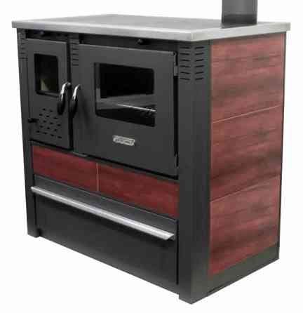 Піч-кухня на дровах Pro-Thermo Panonia червона з духовкою та варильною поверхнею 10 кВт до 80 м2 опалювально-варильна піч Сербія Київ