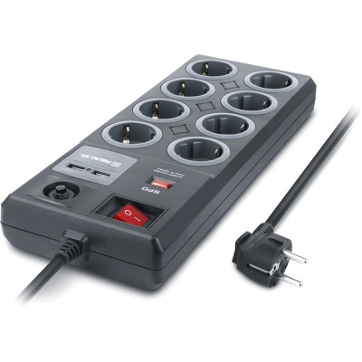 Сетевой фильтр питания REAL-EL RS-8F USB CHARGE 3m, black (EL122300004) Винница - изображение 2